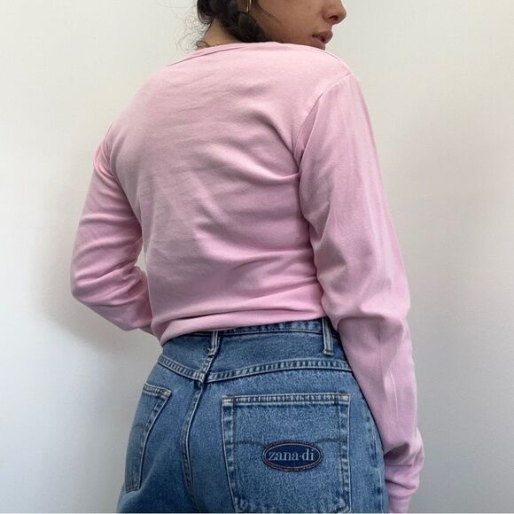 Y2K Pink Crew Neck “I ❤️ NY” Jewel Embellished Long Sleeve Tee Size L - Picture 3 of 8